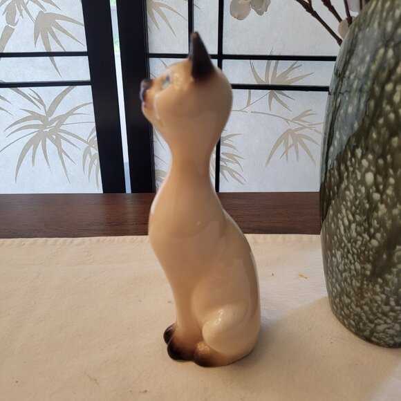 50s Long Neck Ceramic Siamese Cat Figurine - Picture 6 of 8